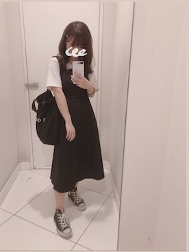 「Honeys」｜「アイテム（ジャンパースカート）」を使った、ゆみこさん（レディース・155cm）の夏コーディネート