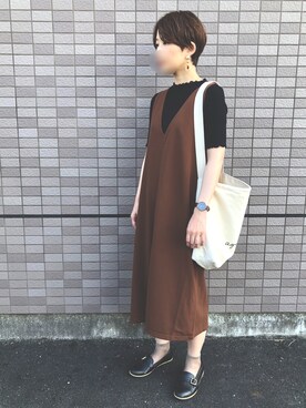 Set2点 天竺インナー Vネックワンピースを使った人気ファッションコーディネート Wear