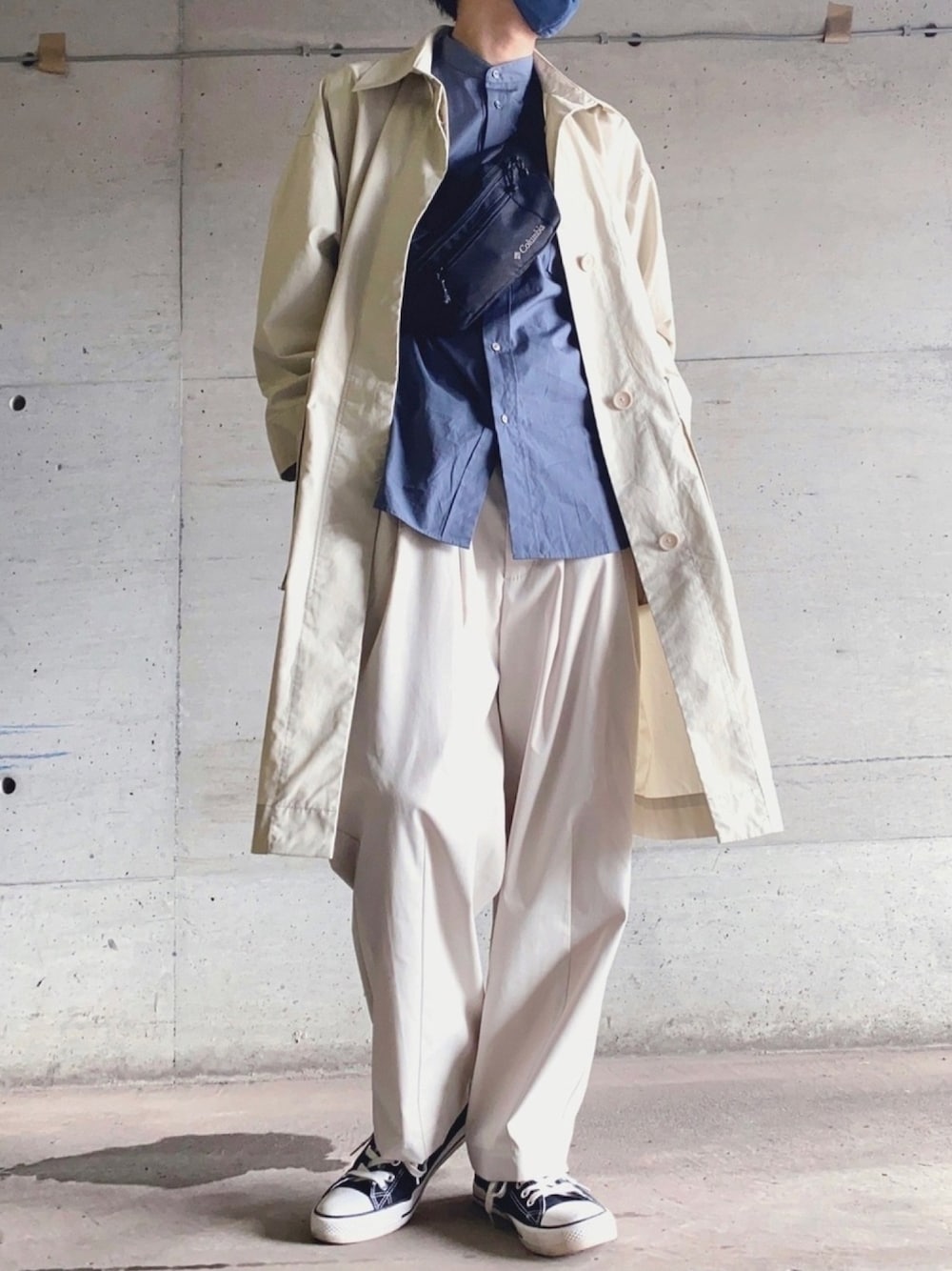 「プチプラ、プチプラコーデ、シンプル、キレイめ、はるコーデ、オトナカジュアル、UNIQLO、ワイドパンツ、スニーカー、いいね、save、フォローお願いします🤑」｜「UNIQLOのアイテム（その他アウター、ホワイト系）」を使った、bleueさん（メンズ・176cm）の春コーディネートの1枚目の写真
