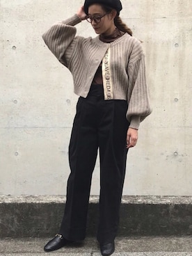 「スタッフセンバツ」｜「アイテム（ハンチング/ベレー帽）」を使った、y_k_s_さん（レディース・155cm）の秋コーディネート