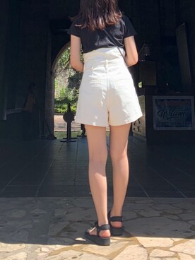 「SLY（スライ）のSONGS ASK MINI T/SH（Tシャツ/カットソー、ブラック系）」を使った、arさん（レディース・160cm）の秋コーディネート