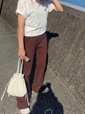 「SLY（スライ）のアイテム（パンツ、ブラウン系）」を使った、arさん（レディース・160cm）の秋コーディネート