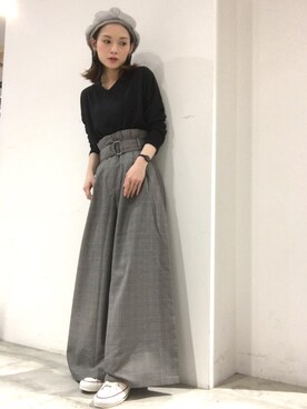 「SEVENDAYS=SUNDAY（セブンデイズサンデイ）のアイテム（ハンチング/ベレー帽）」を使った、RIHOさん（レディース・152cm）の秋コーディネート
