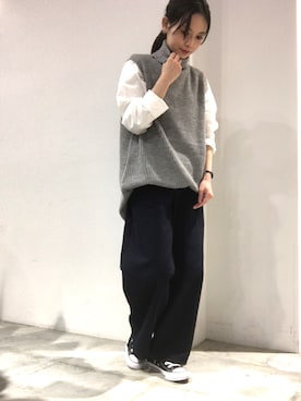 「SEVENDAYS=SUNDAY（セブンデイズサンデイ）のアイテム（ベスト）」を使った、RIHOさん（レディース・152cm）の秋コーディネート