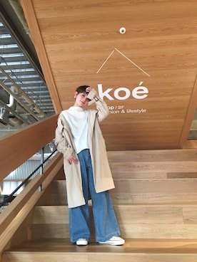「koe（コエ）のアイテム（トレンチコート）」を使った、RIHOさん（レディース・152cm）の春コーディネート