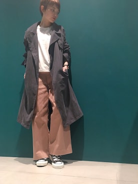 「koe（コエ）のアイテム（トレンチコート）」を使った、RIHOさん（レディース・152cm）の春コーディネート