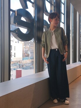 「koe（コエ）のアイテム（MA-1）」を使った、RIHOさん（レディース・152cm）の春コーディネート