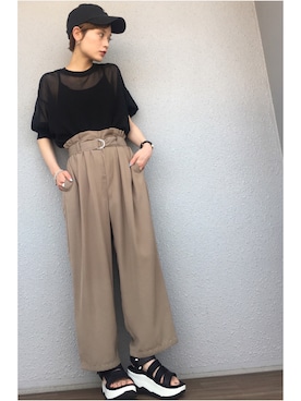 「SEVENDAYS=SUNDAY（セブンデイズサンデイ）のアイテム（帽子）」を使った、RIHOさん（レディース・150cm）の夏コーディネート