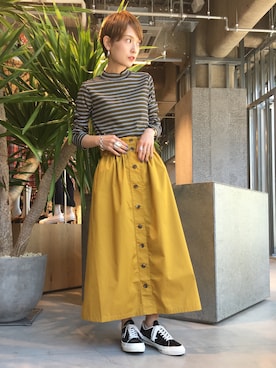 「マスタードイエロー」｜RIHOさん（レディース・150cm）の夏コーディネート