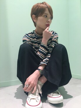 「ハイネックトップス」｜RIHOさん（レディース・150cm）の秋コーディネート