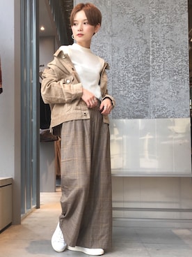「koe（コエ）のアイテム（ブルゾン）」を使った、RIHOさん（レディース・150cm）の秋コーディネート