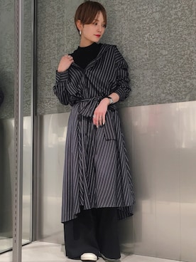 「シャツワンピを羽織る」｜「アイテム（その他）」を使った、RIHOさん（レディース・150cm）の秋コーディネート