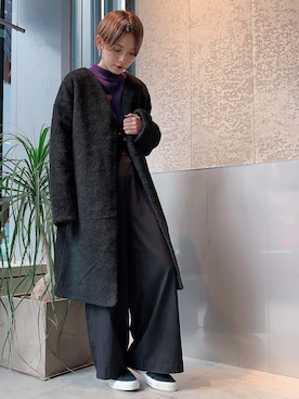 「koe（コエ）のアイテム（ムートンコート）」を使った、RIHOさん（レディース・150cm）の秋コーディネート
