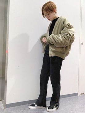 「koe（コエ）のアイテム（ブルゾン）」を使った、RIHOさん（レディース・150cm）の秋コーディネート