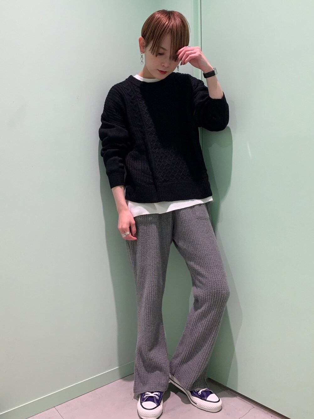 ヨッシー様 C5305 スウェット×ワッフルパンツコーデ スウェットパンツ