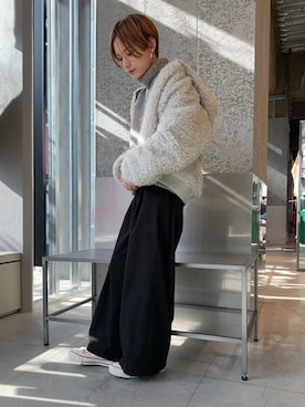 「koe（コエ）のアイテム（ブルゾン）」を使った、RIHOさん（レディース・150cm）の冬コーディネート