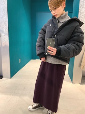 「Champion（チャンピオン）のアイテム（その他アウター）」を使った、RIHOさん（レディース・150cm）の冬コーディネート