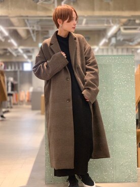 ダウンジャケット コートを使った グレンチェックコート のレディース人気ファッションコーディネート Wear