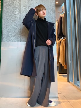 「フードコート」｜「アイテム（ダウンジャケット/コート）」を使った、RIHOさん（レディース・150cm）の冬コーディネート