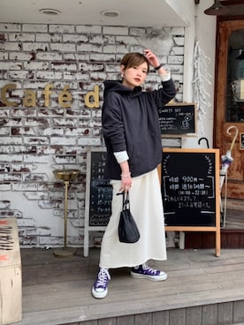 「MY THINKS（マイシンクス）のアイテム（バッグ）」を使った、RIHOさん（レディース・150cm）の冬コーディネート