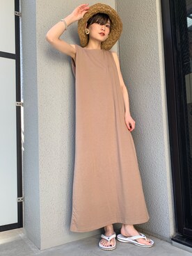 「ハット」｜「アイテム（ビーチサンダル）」を使った、RIHOさん（レディース・150cm）の夏コーディネート