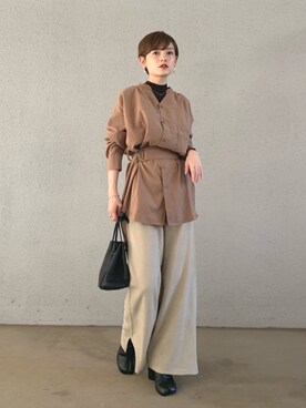 「koe（コエ）のピーチベルト付シャツブラウス＊（シャツ/ブラウス）」を使った、RIHOさん（レディース・150cm）の秋コーディネート