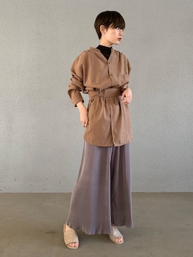 「koe（コエ）のピーチベルト付シャツブラウス＊（シャツ/ブラウス）」を使った、RIHOさん（レディース・150cm）の秋コーディネート