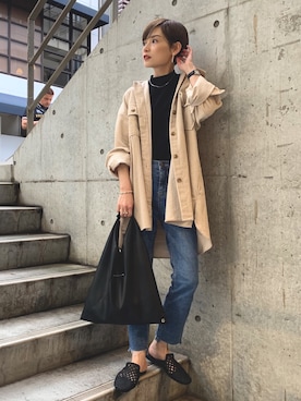 「koe（コエ）のアイテム（ジャケット/アウター）」を使った、RIHOさん（レディース・150cm）の秋コーディネート