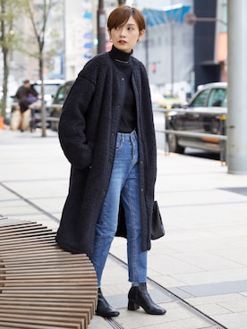 「ボアフリース」｜「アイテム（その他）」を使った、RIHOさん（レディース・150cm）の秋コーディネート
