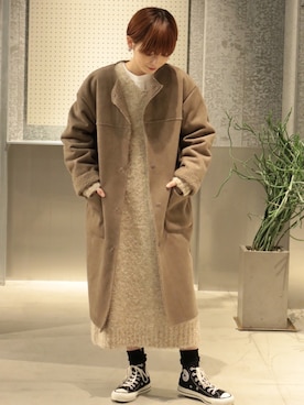 「koe（コエ）のアイテム（ジャケット/アウター）」を使った、RIHOさん（レディース・150cm）の冬コーディネート
