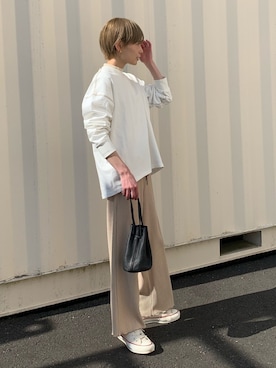 「MY THINKS（マイシンクス）のアイテム」を使った、RIHOさん（レディース・150cm）の春コーディネート