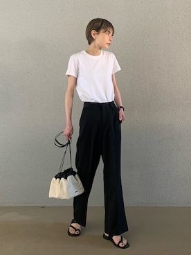 「JIL SANDER（ジルサンダー）のDRAWSTRING SM CROSSBODY（ショルダーバッグ）」を使った、RIHOさん（レディース・150cm）の春コーディネート