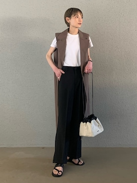 「JIL SANDER（ジルサンダー）のDRAWSTRING SM CROSSBODY（ショルダーバッグ）」を使った、RIHOさん（レディース・150cm）の春コーディネート