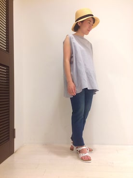 「TOUJOURS（トゥジュー）のアイテム」を使った、に し か わさん（レディース・152cm）の夏コーディネート