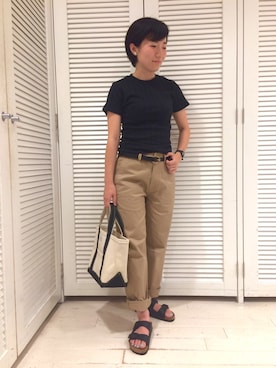 「orcival」｜「アイテム（チノパンツ）」を使った、に し か わさん（レディース・152cm）の夏コーディネート