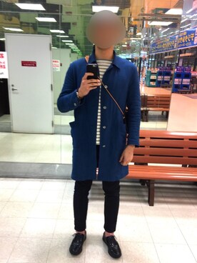 「Johnbull Private labo（ジョンブルプライベートラボ）のアイテム（ステンカラーコート）」を使った、もふもふさん（メンズ・184cm）の春コーディネート