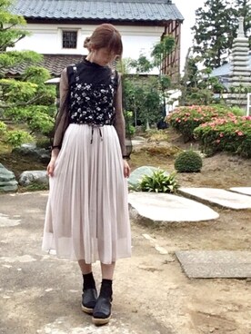 「earth music&ecology（アースミュージックアンドエコロジー）の厚底ラミー巻きサンダル（サンダル）」を使った、lumineさん（レディース・167cm）の春コーディネート