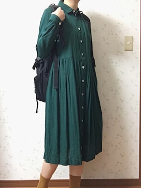 「Design Tshirts Store graniph（デザイン　ティーシャツ　ストア　グラニフ）のアイテム（シャツワンピース）」を使った、みささん（レディース・163cm）の秋コーディネート