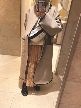 「ワッシャースカート」｜「アイテム（ジャケット/アウター）」を使った、cocoさん（レディース・154cm）の冬コーディネート