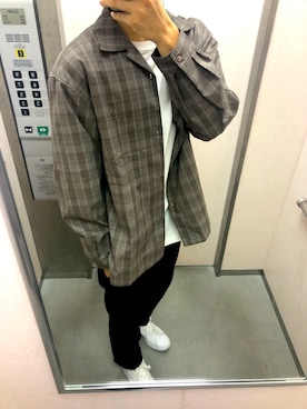 「WYM LIDNM（ウィム バイ リドム）の【WYM LIDNM】VINTAGE CHECK WIDE SHIRT（シャツ/ブラウス、ブラウン系）」を使った、d.sさん（メンズ・181cm）の秋コーディネート