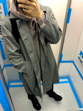 「アイテム（パーカー、ブラウン系）」を使った、d.sさん（メンズ・181cm）の冬コーディネート
