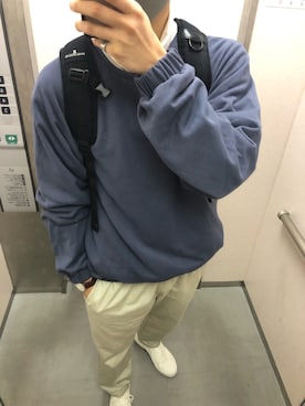 「Adoon plain（アドーンプレーン）のアイテム（スウェット）」を使った、d.sさん（メンズ・181cm）の春コーディネート