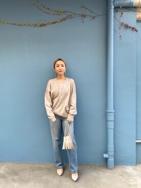 「ヤヌーク」｜「アイテム（アクセサリー）」を使った、さなべさん（レディース・160cm）の冬コーディネート