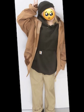 「Carhartt（カーハート）のアイテム（その他アウター）」を使った、かほさん（レディース・148cm）の冬コーディネート