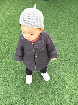 「apres les cours（アプレレクール）のアイテム（オールインワン・サロペット）」を使った、yohさん（キッズ・80cm）の春コーディネート