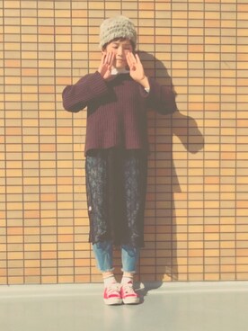 「mystic（ミスティック）のアイテム（ニット/セーター、ブラック系）」を使った、chiikoさん（レディース・156cm）の冬コーディネート