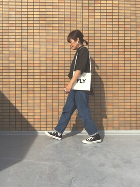 「paravion（パラビオン）のアイテム（シャツ/ブラウス、ブラック系）」を使った、chiikoさん（レディース・156cm）の春コーディネート