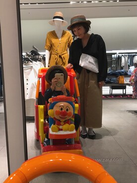 「Handmade（ハンドメイド）のアイテム（帽子、ブラウン系）」を使った、chiikoさん（レディース・156cm）の春コーディネート