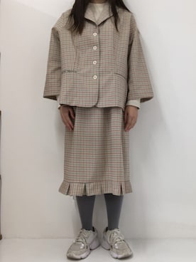 「henteko pop shopのアイテム（その他アウター、ベージュ系）」を使った、たっぴーさん（レディース・159cm）の冬コーディネート