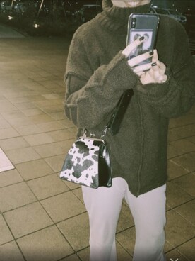 「select MOCA（セレクトモカ）のリンキングオーバーサイズタートルニット（ニット/セーター）」を使った、マボちゃんさん（レディース・162cm）の冬コーディネート